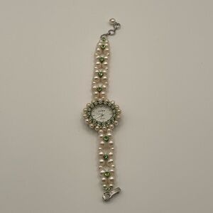 Lia Sophia Pearl and Green Beaded Watch